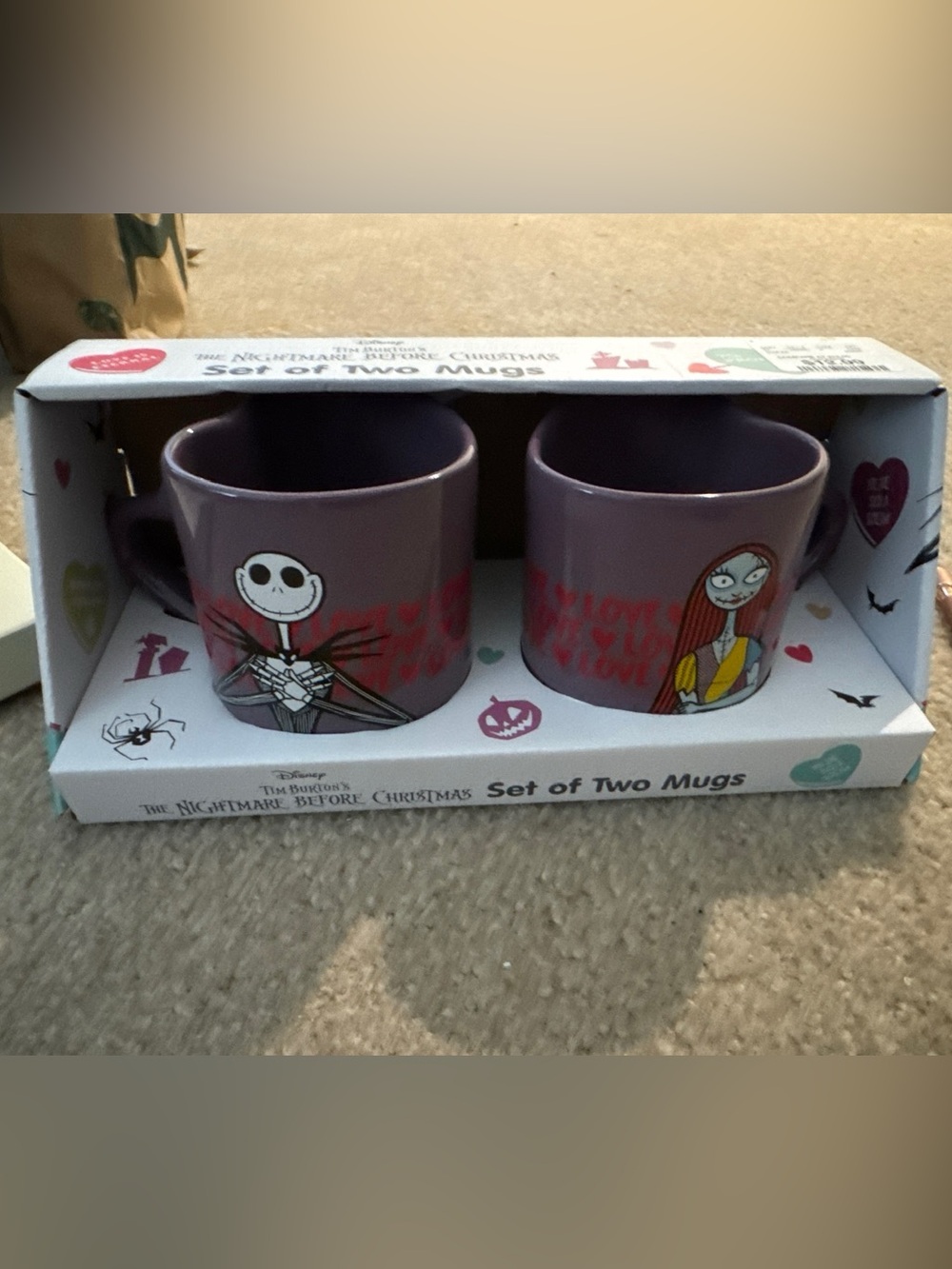 Disney Tim Burton’s “The Nightmare Before Christmas” - Set of 2 Heart Mugs